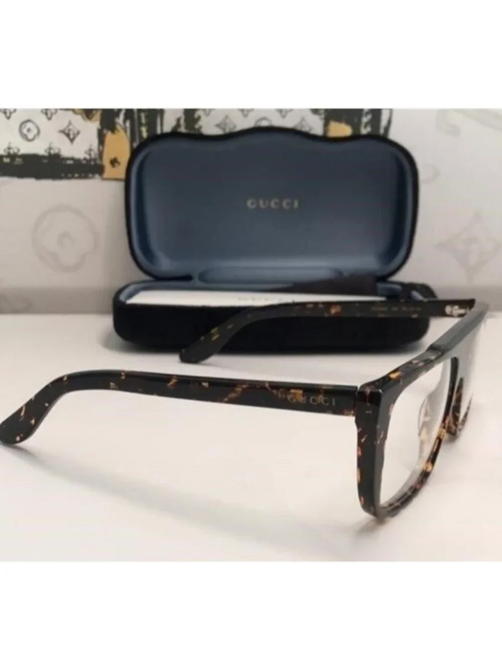 New Authentic Gucci Tortoiseshell Square Glasses GG1040o 002